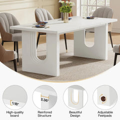 Modern Solid Sheesham Wood White Dining Table for Dining Room