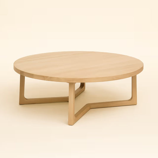 Round Modern Natural Finish Coffee Table