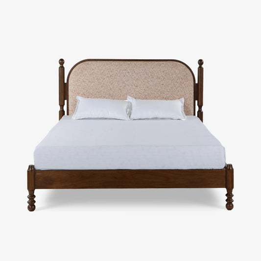 Tatvaacasa Wooden Bed with Upholstered Headboard