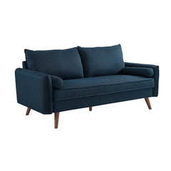 Tatvaacasa Upholstered Fabric Sofa in Azure