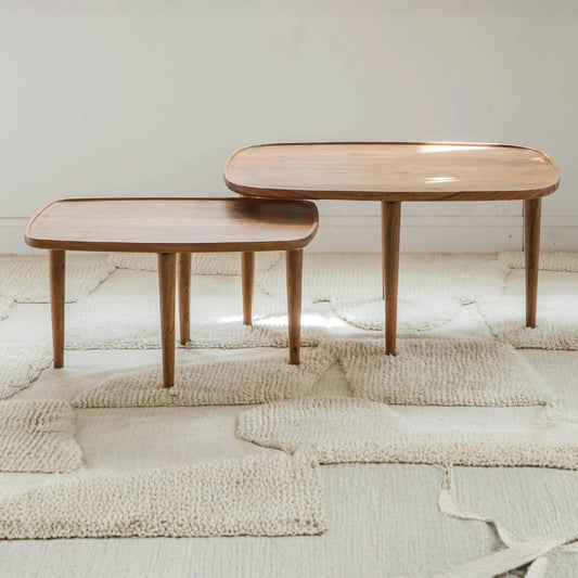 Natural Wooden Nesting Coffee Table set of 2