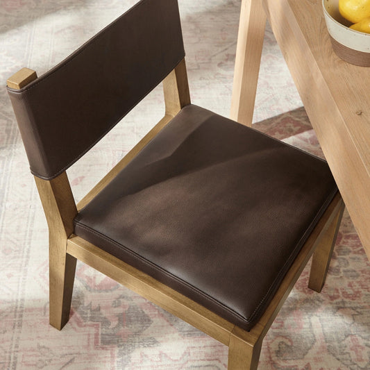 Tatvaacasa Brown Leather Dining Chair