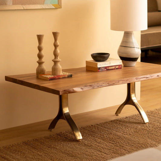 Tatvaacasa Coffee Table With Golden Legs