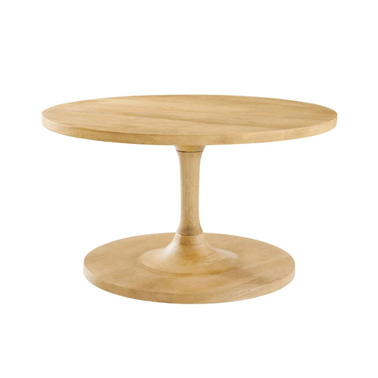 Tatvaacasa Round Wood Coffee Table in Oak