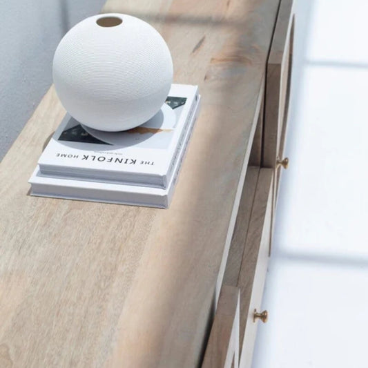 Natural  Rattan Wood Media Unit (Solid Wood )