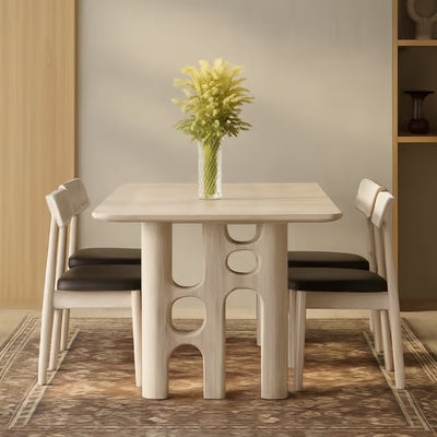 Tatvaacasa White Wash Modern Dining Table