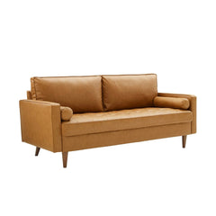 Tatvaacasa Brown Leather Sofa For Living Room