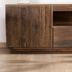Tatvaacasa UrbanCraft Mango Wood & Metal TV Unit with Storage