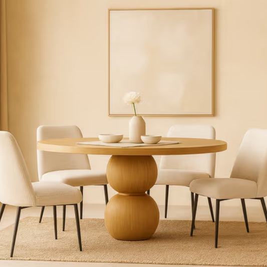 Round Wooden Natural Dining Table