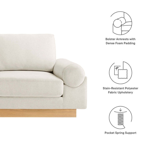 Tatvaacasa Upholstered Fabric Sofa in Ivory