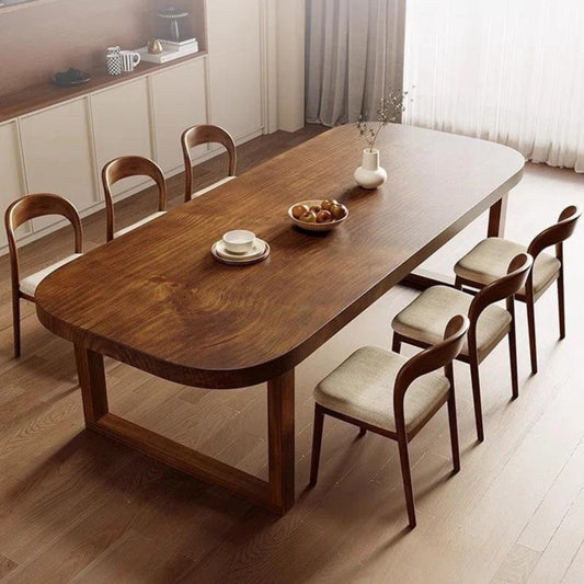 Tatvaacasa Modern Solid Wood Dining Table with Rounded Edge Design