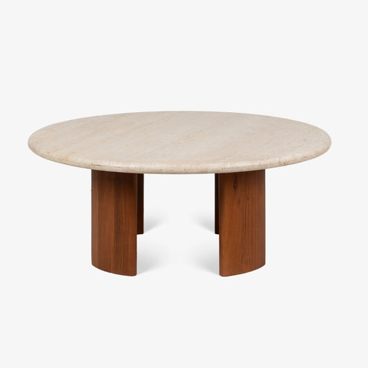 Round Wooden Marble Top Coffee Table