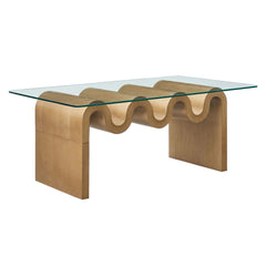 Tatvaacasa Glass Top Coffee Table in Natural