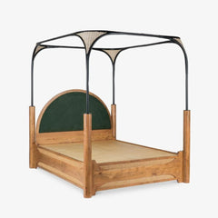 Tatvaacasa Queen Size Poster Bed with Cane Detailing