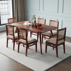 6-Seater Solid Wood Dining Table Set with Chair