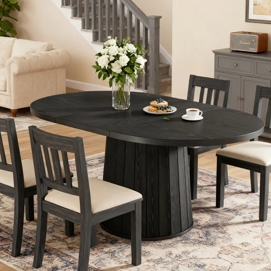 Tatvaacasa Premium Black Round Dining Table – Stylish, Strong & Modern Statement Piece