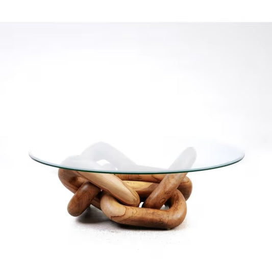 Tatvaacasa Glass Coffee Table – Handcrafted Organic Modern Centerpiece