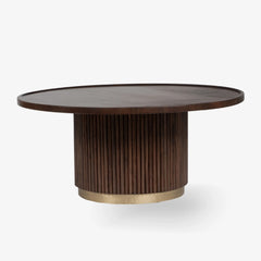 Tatvaacasa Gold Wooden Round Coffee Table