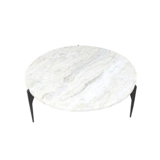 Tatvaacasa Coffee Table Marble Top with Metal Legs