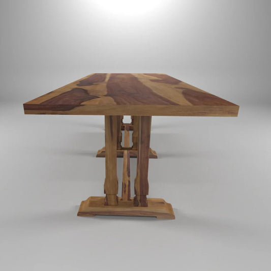 Tatvaacasa Modern Rustic Finished Solid Wood Handmade Dining Table