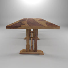 Tatvaacasa Modern Rustic Finished Solid Wood Handmade Dining Table