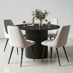 Black Mango Wood Round Dining Table Dining Table for Living Room