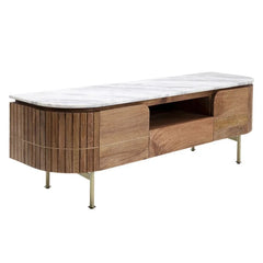 Tatvaacasa Solid Wood TV Unit | Marble Top