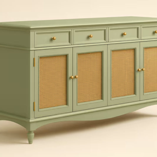 Tatvaacasa Modern Cane Grey Sideboard