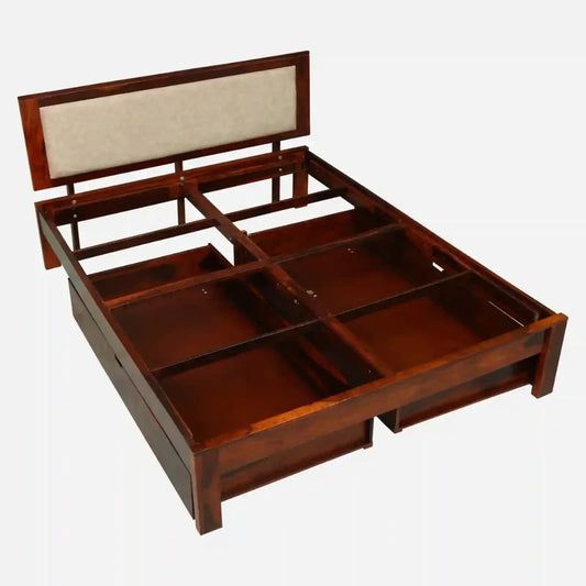Solid Sheesham Wood Queen Size Bed With Storage Drawers