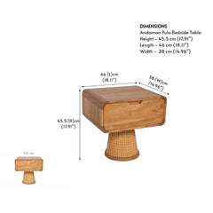 Tatvaacasa Solid Acacia Wood Bedside Table with Rattan Cane Webbing