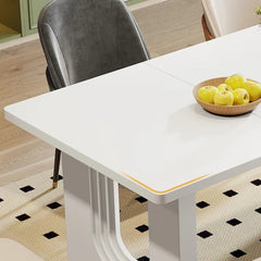 Modern Solid Sheesham Wood White Dining Table for Dining Room