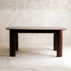 Tatvaacasa Contemporary Oval Solid Wood Dining Table