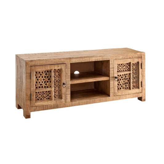 Mango Wood Carved Tv Unit