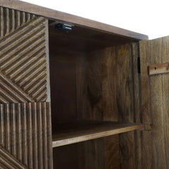 Natural Wood TV Cabinet with Metal Legs