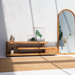 Tatvaacasa Modern Solid Wood TV Console with Storage Drawer