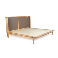 Tatvaacasa Solid Wood Bed with Headboard Panel & Matching Bedside Table