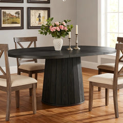 Tatvaacasa Premium Black Round Dining Table – Stylish, Strong & Modern Statement Piece