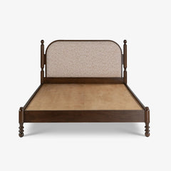 Tatvaacasa Wooden Bed with Upholstered Headboard