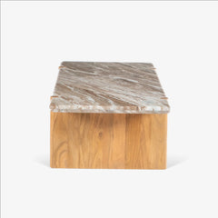 Tatvaacasa Noto Marble-Top Wooden Coffee Table