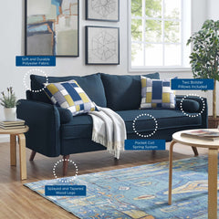 Tatvaacasa Upholstered Fabric Sofa in Azure