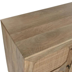 Tatvaacasa Cane Front Solid Wood TV Unit with Storage Cabinet