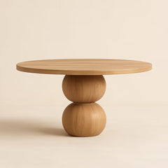 Round Wooden Natural Dining Table