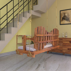 Square Back Wooden Adorable Handmade Wooden Swing for Home