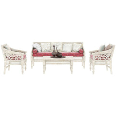 Solid Wood Hand Carved 4 Piece Living Sofa Set