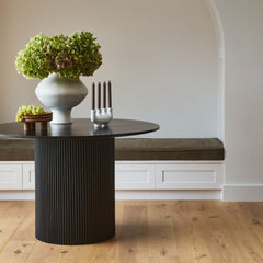 Black Mango Wood Round Dining Table Dining Table for Living Room