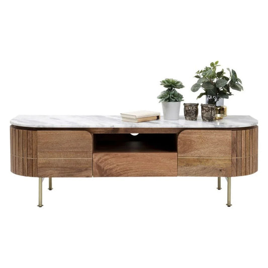 Tatvaacasa Solid Wood TV Unit | Marble Top