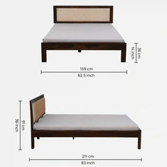Solid Wood Queen Size Bed Without Storage
