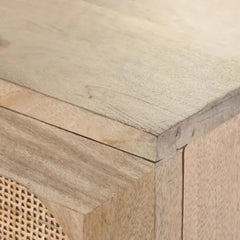 Tatvaacasa Cane Front Solid Wood TV Unit with Storage Cabinet