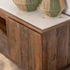 Tatvaacasa UrbanCraft Mango Wood & Metal TV Unit with Storage