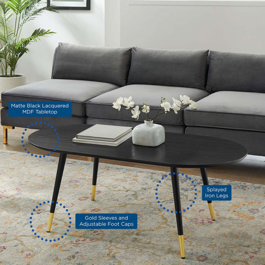 Tatvaacasa 47" Oval Coffee Table in Black